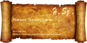 Hanus Szvetlana névjegykártya